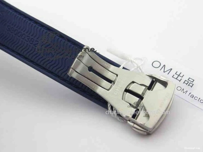 0508 Chic Planet Ocean Master Chrono 45mm SS OM 1:1 Best Edition Blue Dial On Blue Rubber Strap A 8172